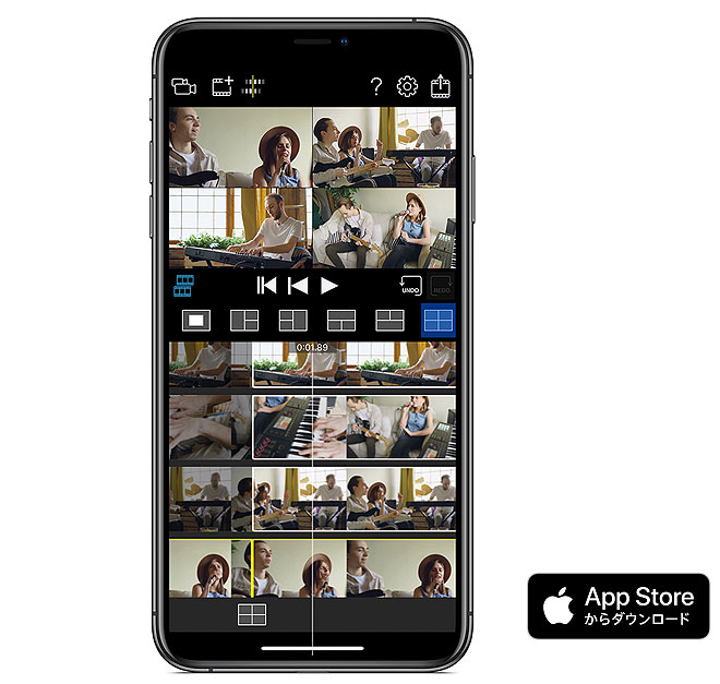 ローランド 最大4台のiphoneでバンド演奏を同時に録画 マルチアングル動画が手軽に作成できるアプリ 4xcamera Maker Barks