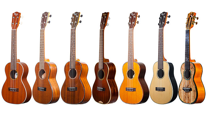 Ohana Ukuleles、マホガニー、シダー、スプルース、スポルテッド