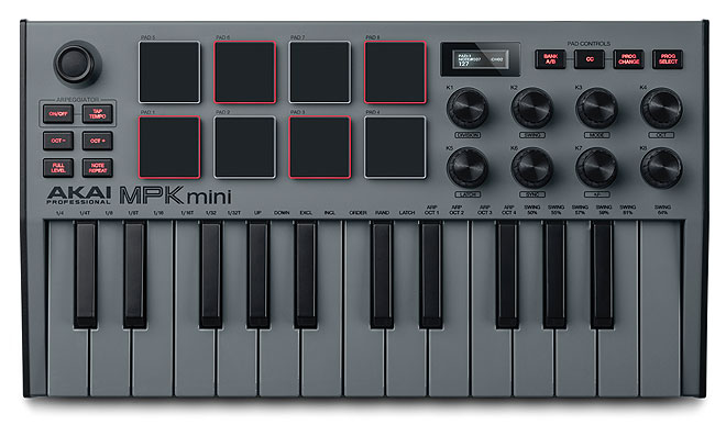 AKAI Professional、人気のUSB-MIDIキーボードコントローラーのグレー 