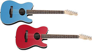 Fender人気の個性派エレアコ「FSR Telecoustic Lake Placid Blue & Candy Apple Red」に日本限定カラー
