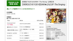 『劇場版 TIGER & BUNNY -The Rising-』公開記念、「【HEROカラオケ2014】DAM★ともCUP -The Singing-」課題曲を歌ってレアな声優陣のサイン入り目次本をゲット！