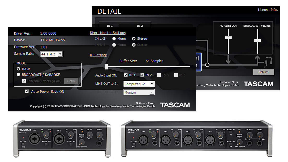 TASCAM「US-2x2-SC」「US-4x4-SC」がインターネット生放送に対応
