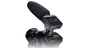 デジタル一眼レフカメラのアクセサリーシューに装着できるショットガンマイク一体型リニアPCMレコーダー