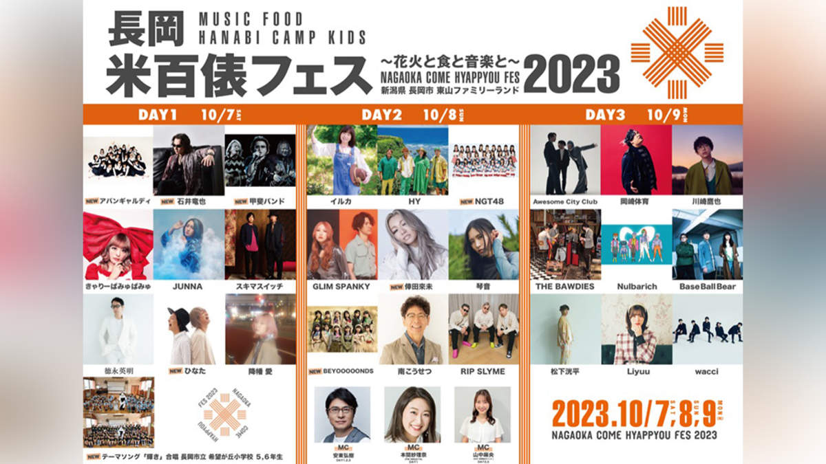 長岡 米百俵フェス＞最終追加出演に石井竜也、NGT48、甲斐バンド、倖田來未ら。タイムテーブルも発表 | BARKS